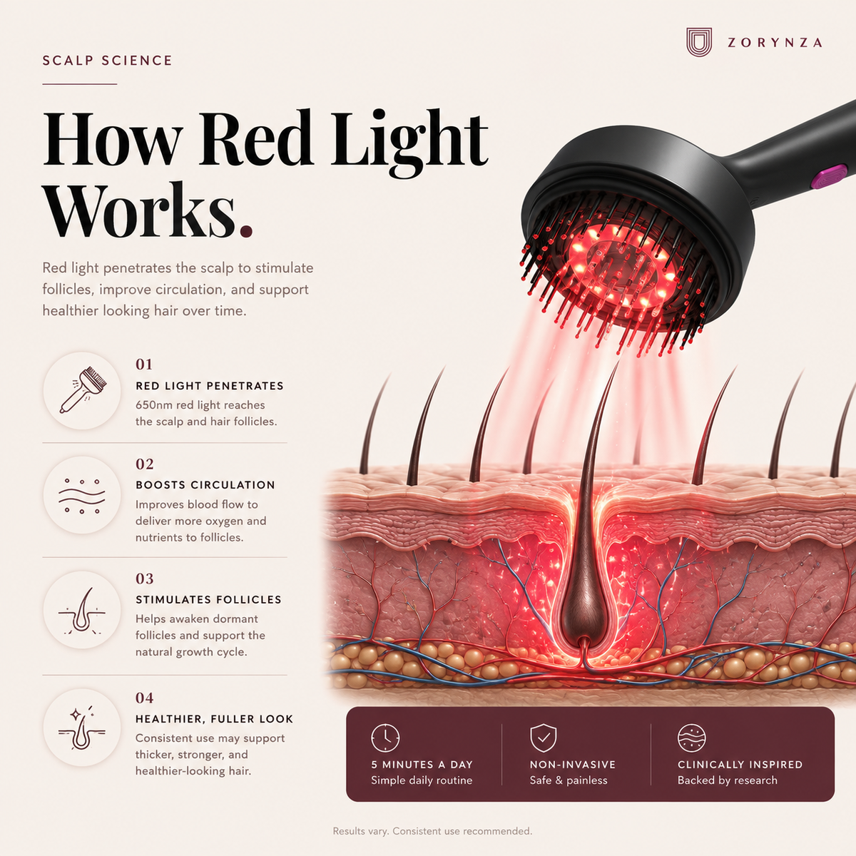 Zorynza™ Red Light Scalp Brush