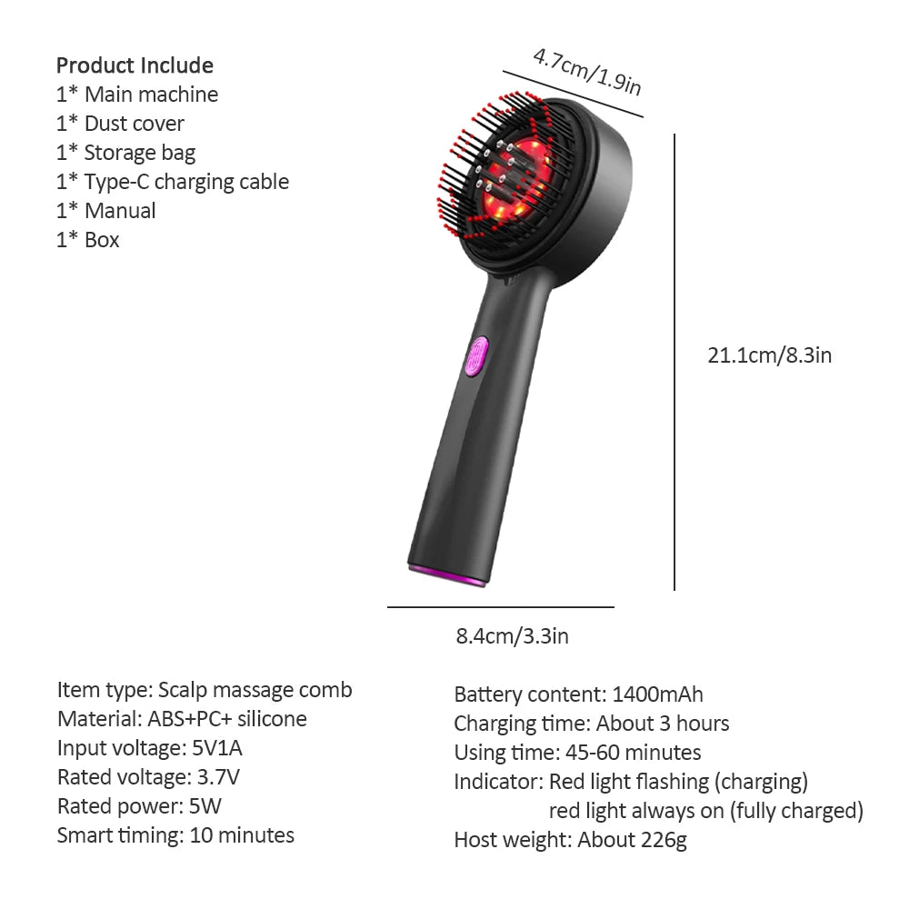LuminaGrow™ Red Light Scalp Brush